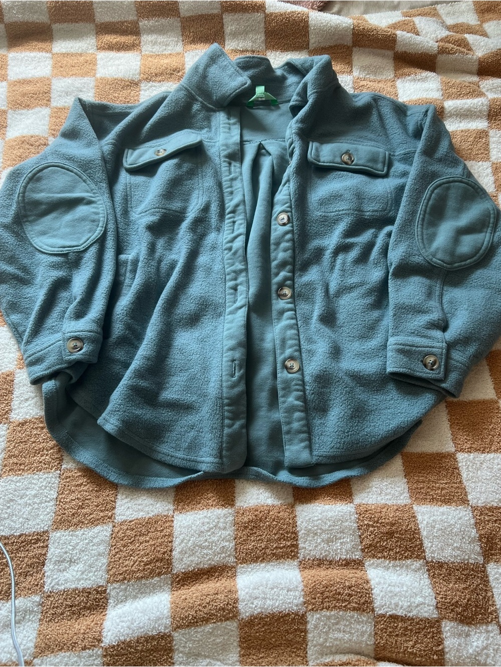 dip Teal Button-Down Fleece Jacket